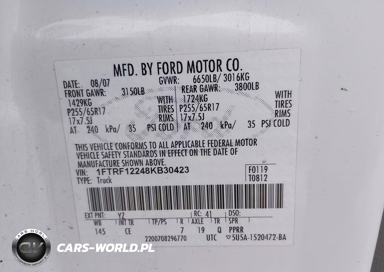 2008 Ford F-150 Stx-Xl-Xlt VIN:1FTRF12248KB30423 - 9