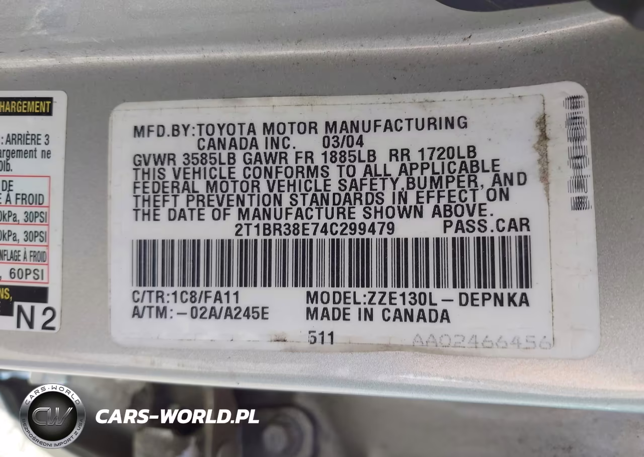 2004 Toyota Corolla Le VIN:2T1BR38E74C299479 - 9