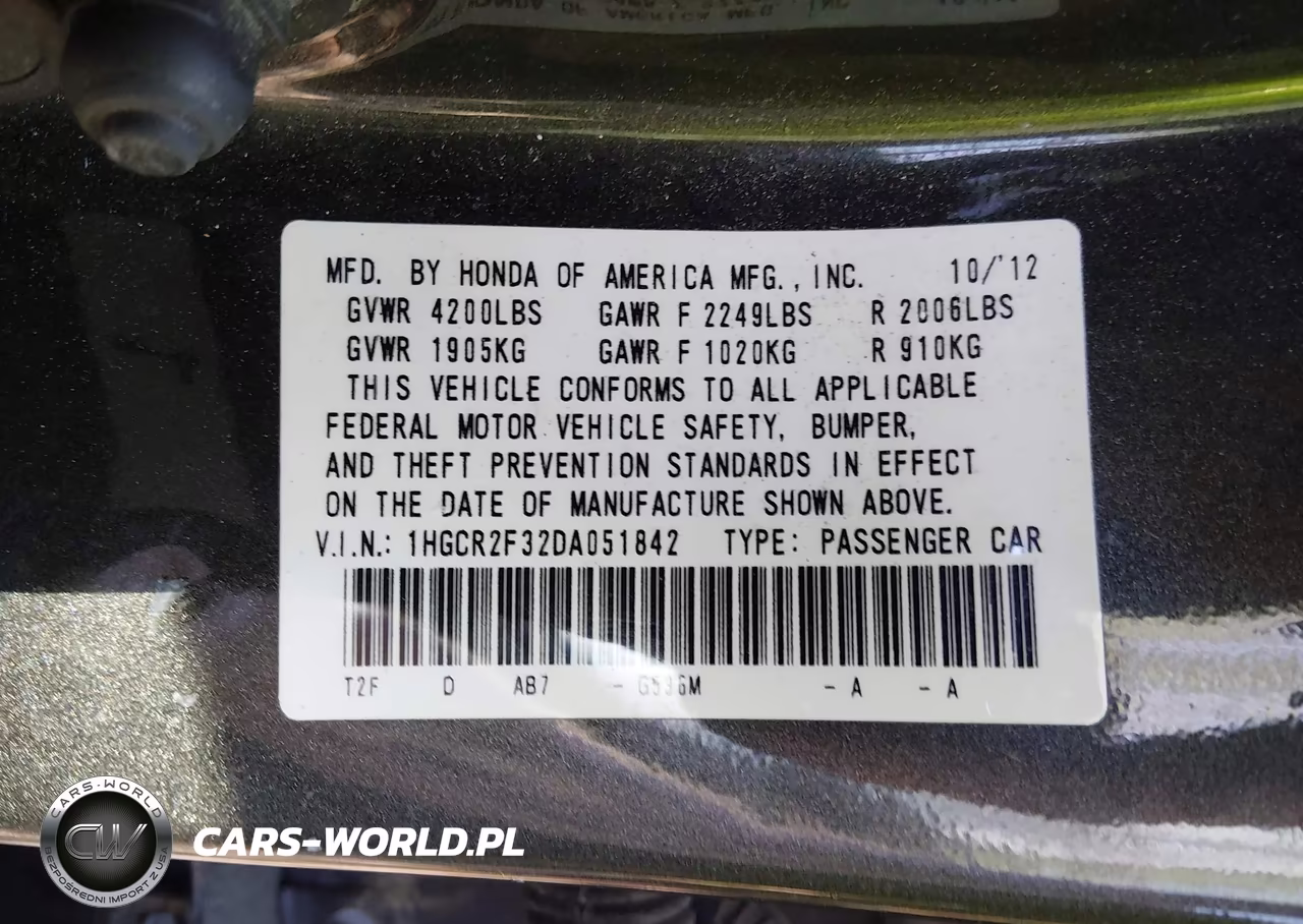 2013 Honda Accord Lx VIN:1HGCR2F32DA051842 - 9
