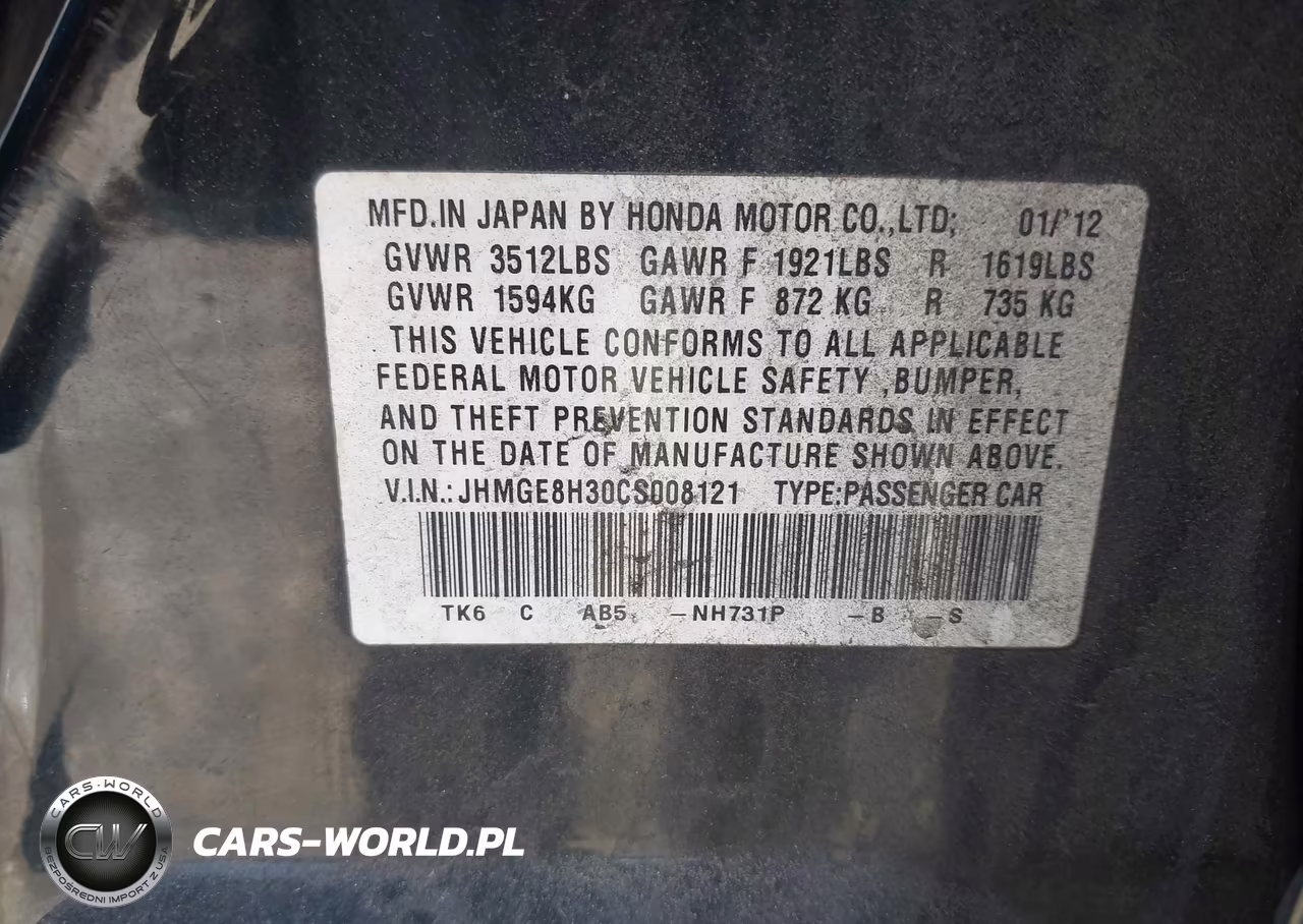 2012 Honda Fit VIN:JHMGE8H30CS008121 - 9