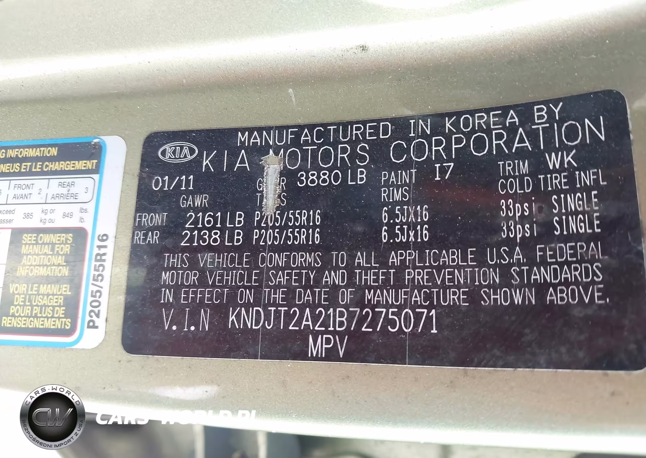 2011 Kia Soul + VIN:KNDJT2A21B7275071 - 9