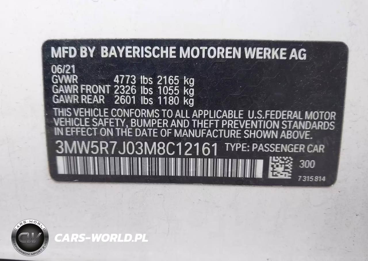 2021 BMW 330I xDrive VIN:3MW5R7J03M8C12161 - 9