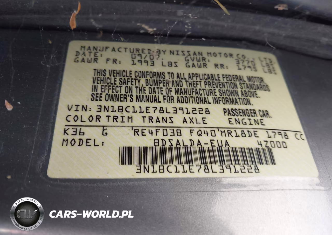2008 Nissan Versa 1.8S VIN:3N1BC11E78L391228 - 9