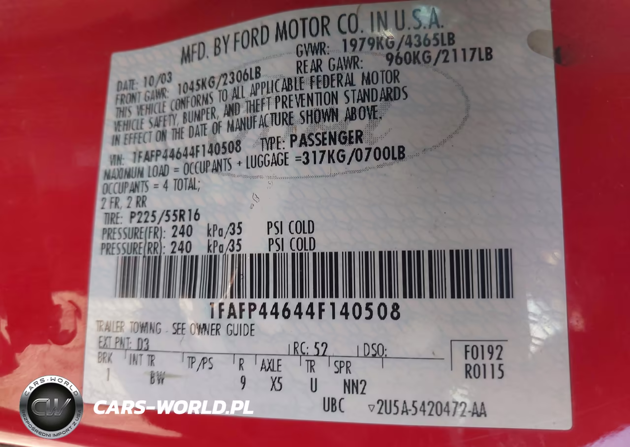 2004 Ford Mustang VIN:1FAFP44644F140508 - 9