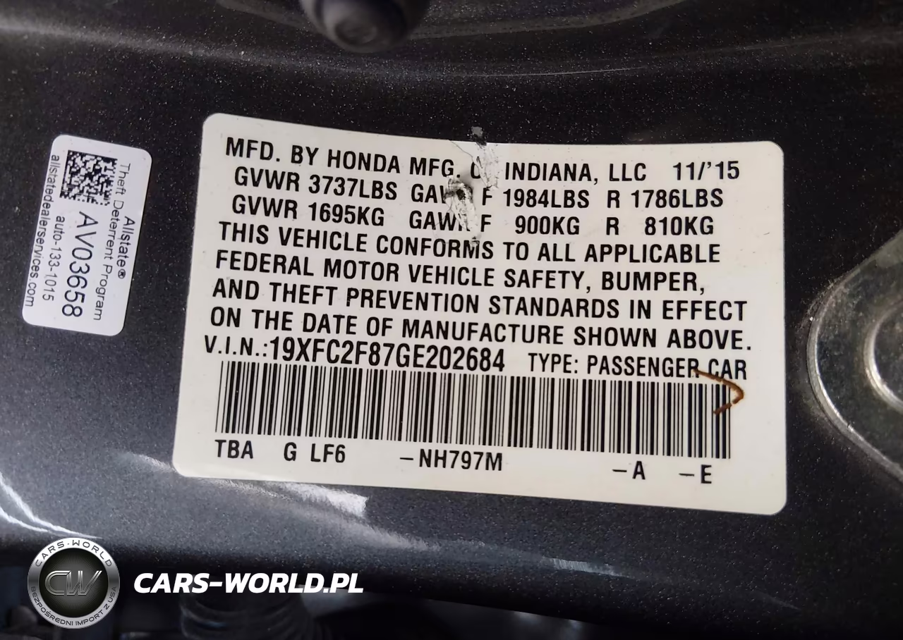 2016 Honda Civic Ex VIN:19XFC2F87GE202684 - 9
