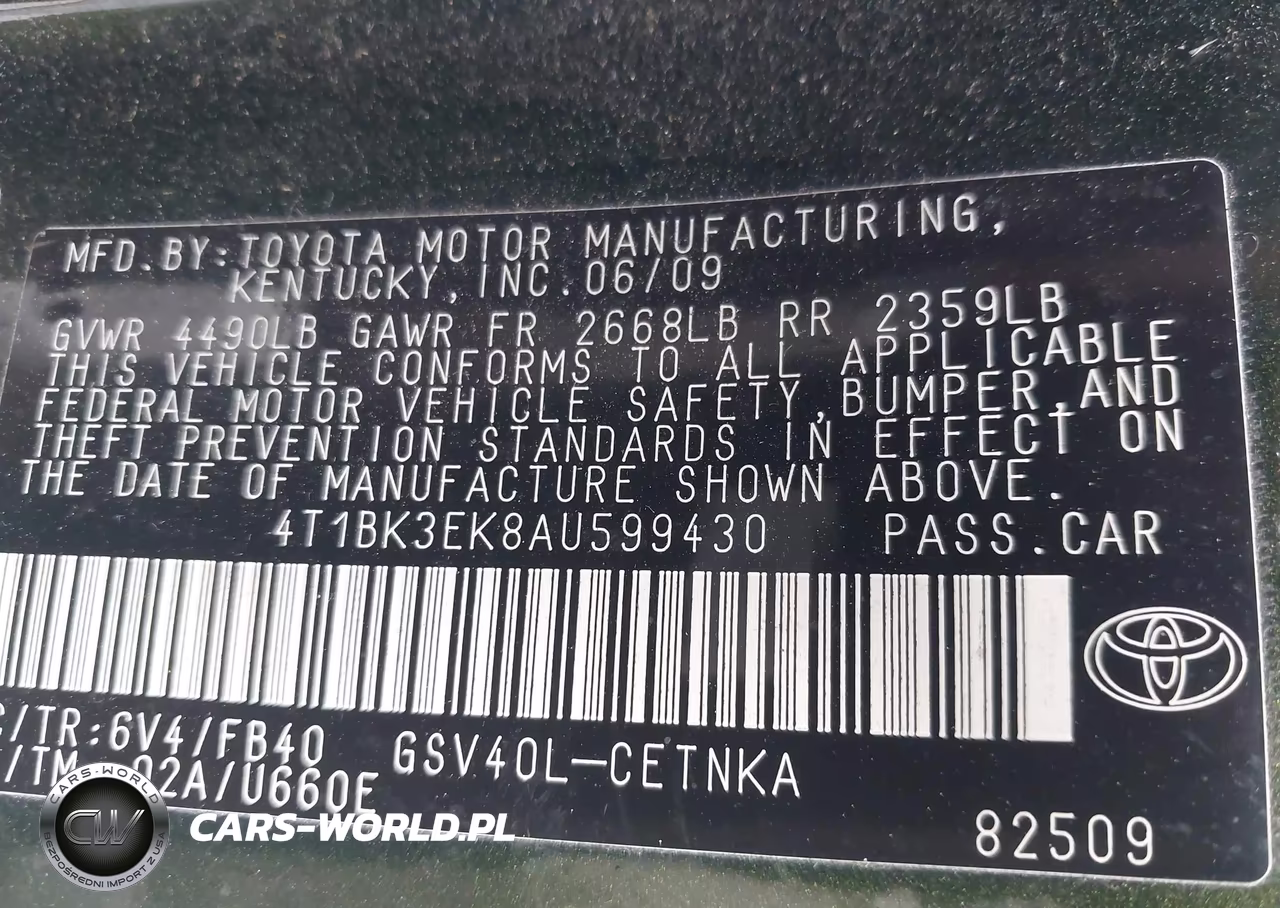 2010 Toyota Camry Le V6 VIN:4T1BK3EK8AU599430 - 9