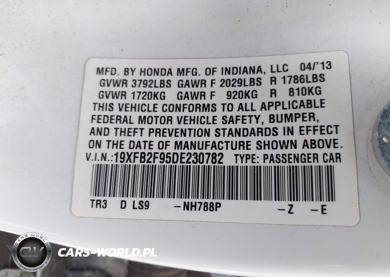 2013 Honda Civic Ex-L VIN:19XFB2F95DE230782 - 9