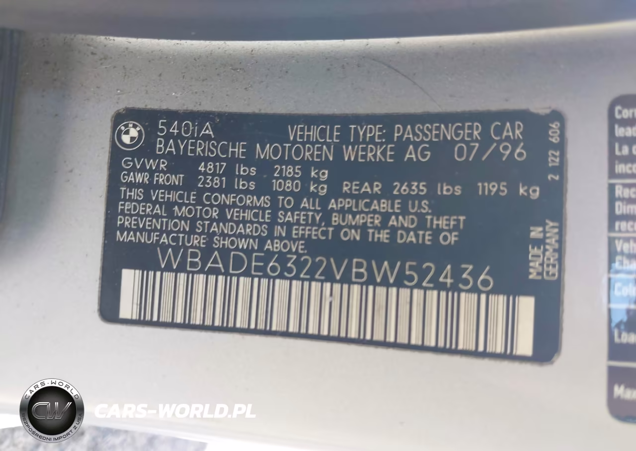 1997 BMW 540Ia VIN:WBADE6322VBW52436 - 9