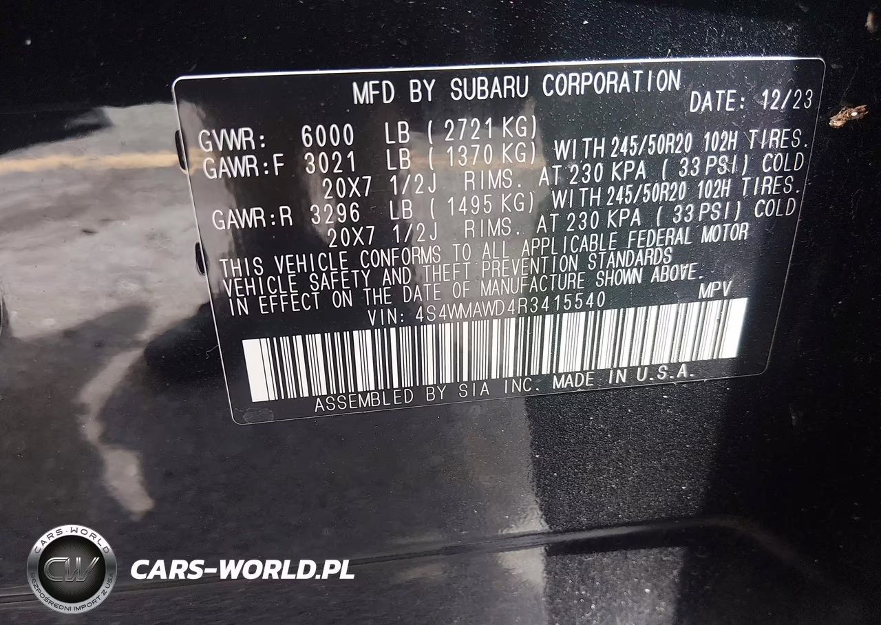 2024 Subaru Ascent Touring 7-Passenger VIN:4S4WMAWD4R3415540 - 9