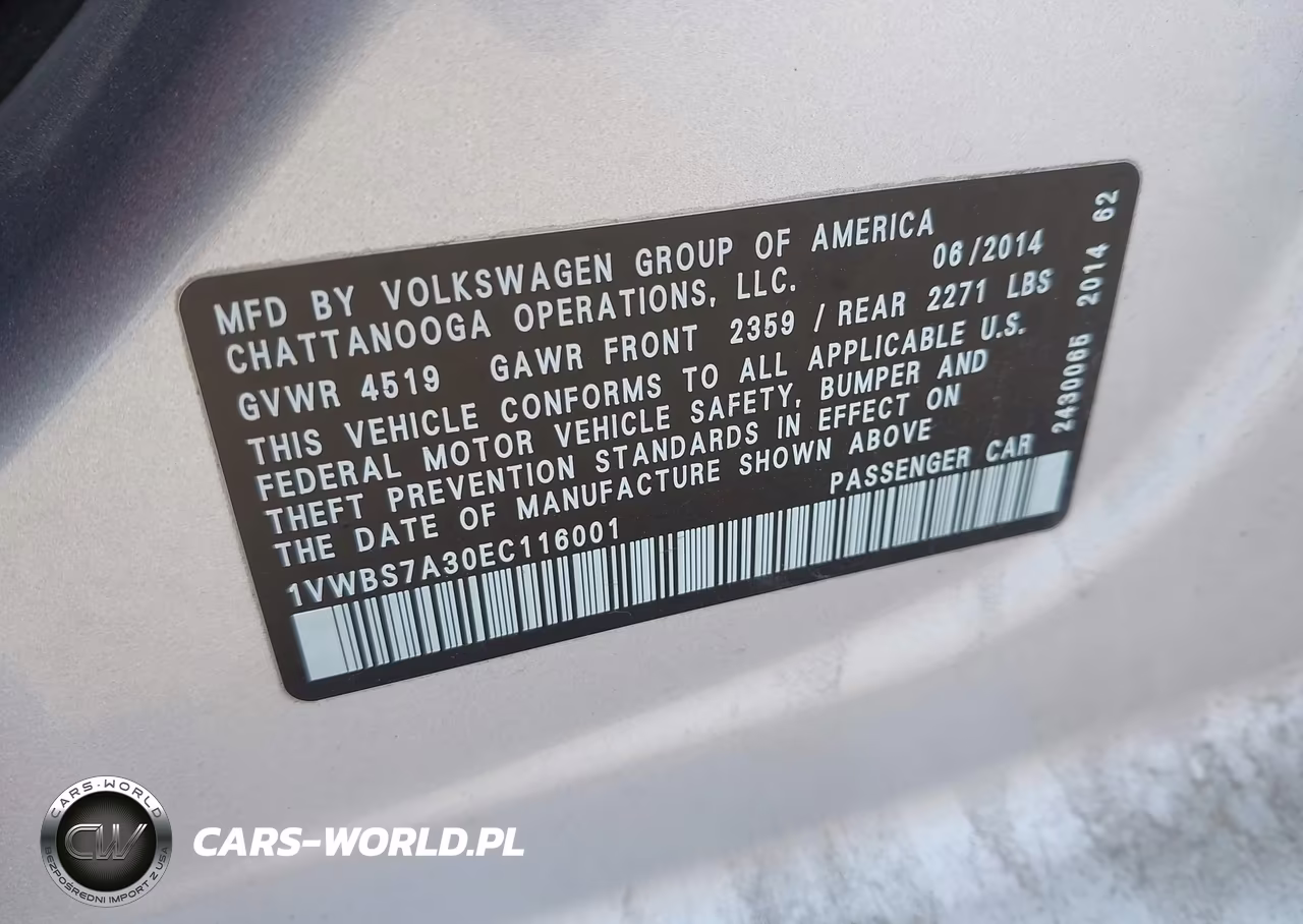 2014 Volkswagen Passat 1.8T Se VIN:1VWBS7A30EC116001 - 9