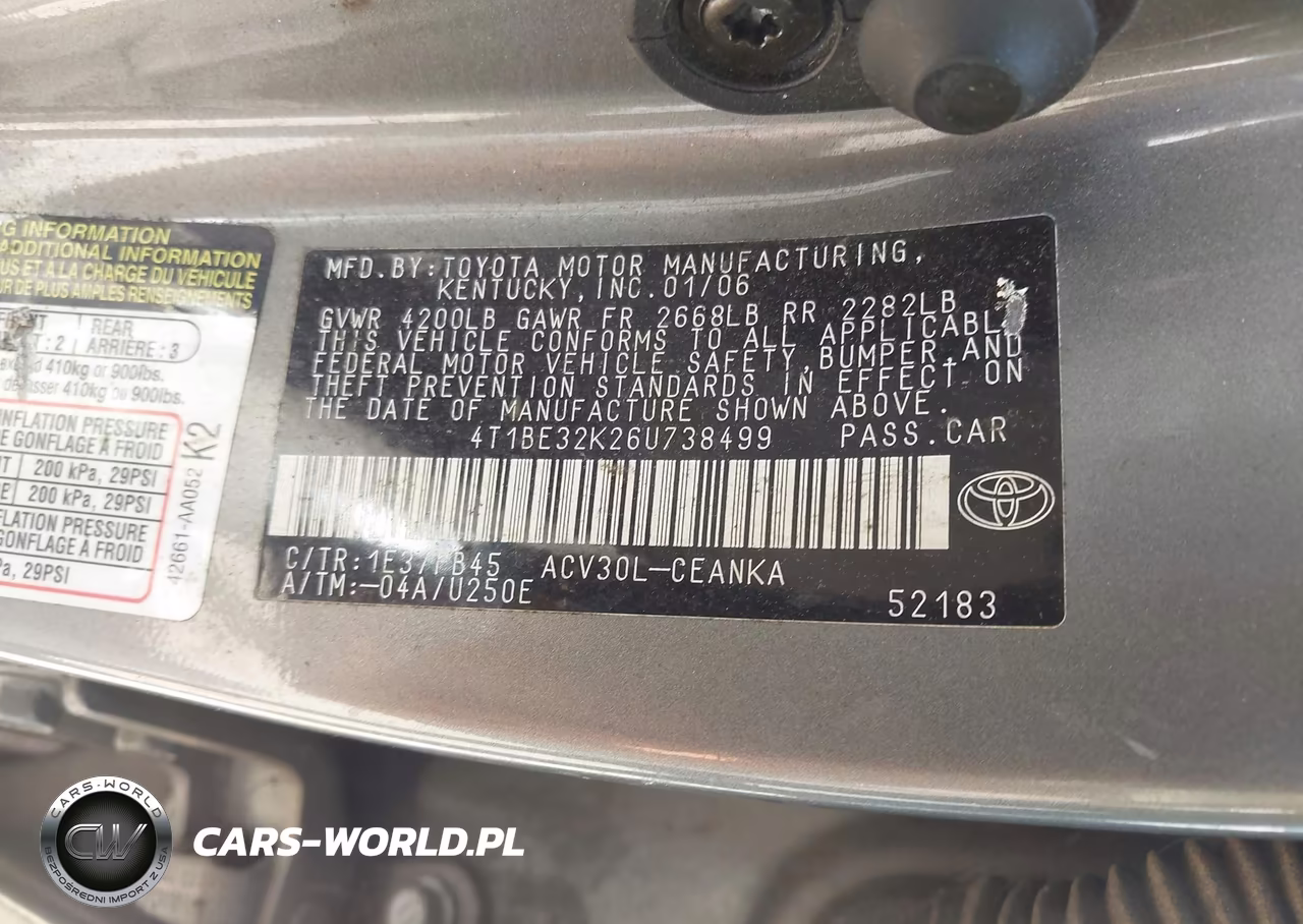 2006 Toyota Camry Le VIN:4T1BE32K26U738499 - 9