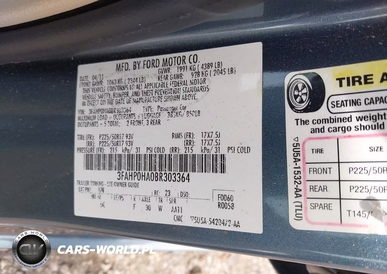 2011 Ford Fusion Se VIN:3FAHP0HA0BR303364 - 9