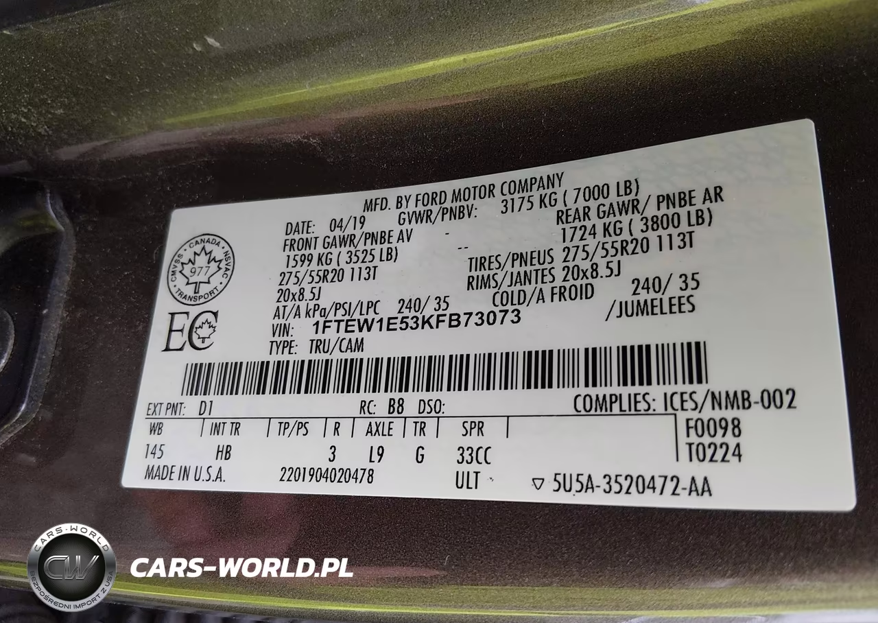 2019 Ford F-150 Lariat VIN:1FTEW1E53KFB73073 - 9