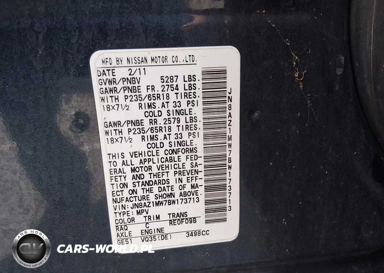 2011 Nissan Murano Sl VIN:JN8AZ1MW7BW173713 - 9