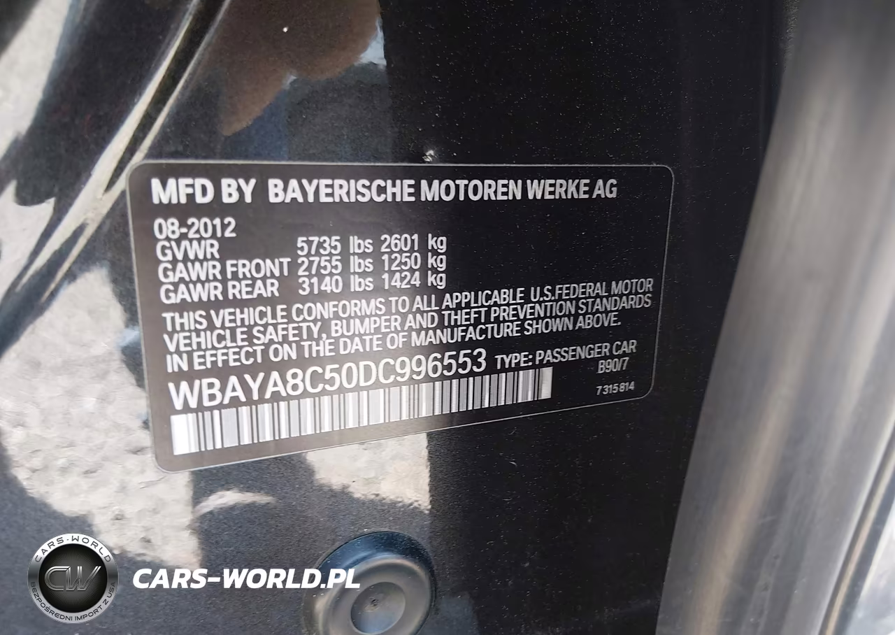2013 BMW 750I VIN:WBAYA8C50DC996553 - 9