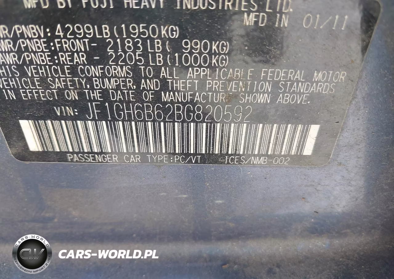 2011 Subaru Impreza 2.5I Premium VIN:JF1GH6B62BG820592 - 9