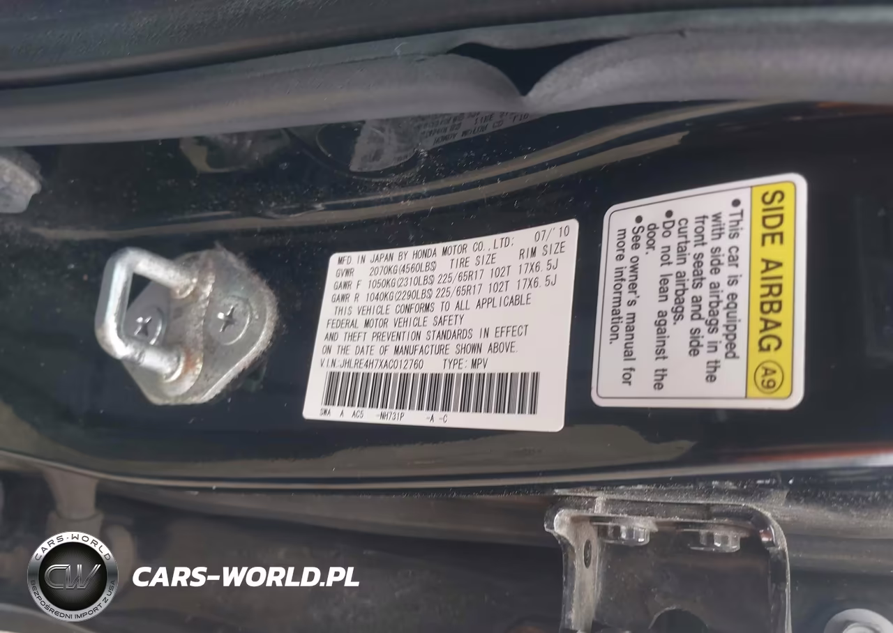 2010 Honda Cr-V Ex-L VIN:JHLRE4H7XAC012760 - 9