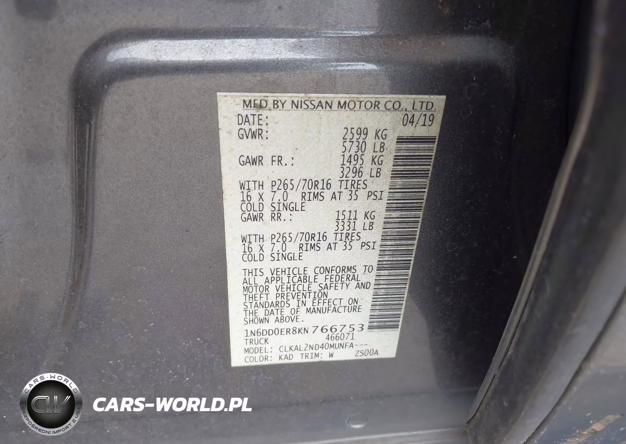 2019 Nissan Frontier Sv VIN:1N6DD0ER8KN766753 - 9