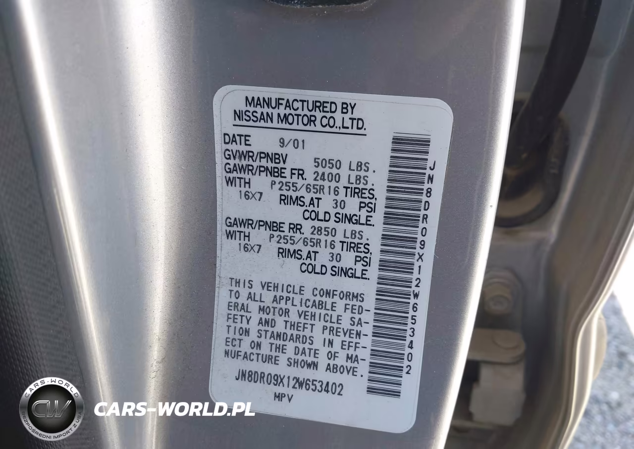2002 Nissan Pathfinder Se VIN:JN8DR09X12W653402 - 9