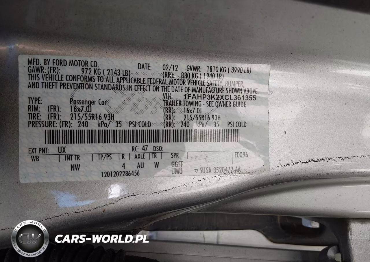 2012 Ford Focus Se VIN:1FAHP3K2XCL361355 - 9