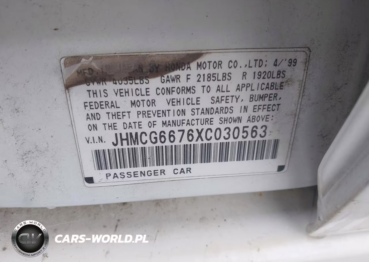1999 Honda Accord Ex VIN:JHMCG6676XC030563 - 9