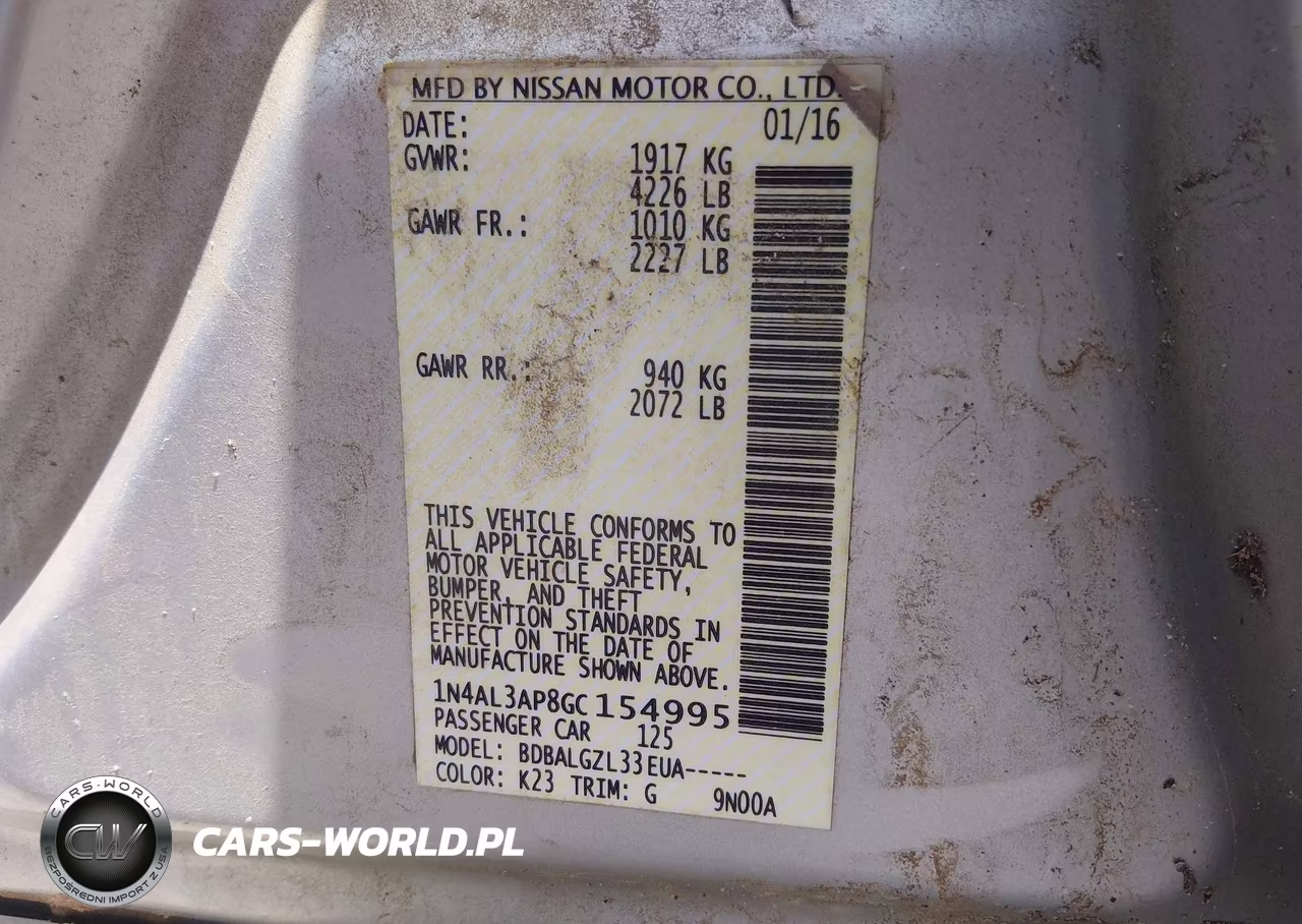 2016 Nissan Altima 2.5-2.5 S-2.5 Sl-2.5 Sr-2.5 Sv VIN:1N4AL3AP8GC154995 - 9