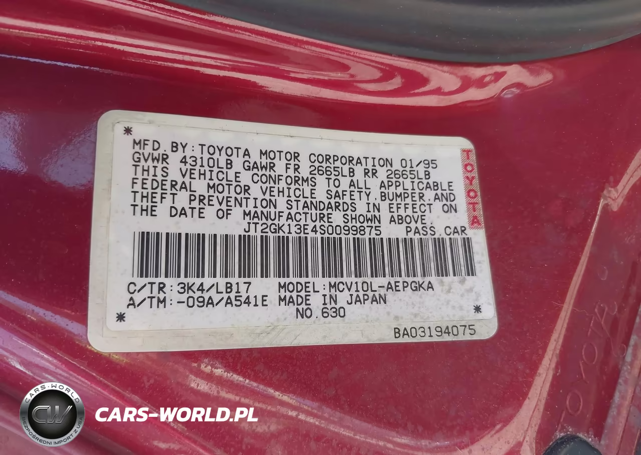 1995 Toyota Camry Xle VIN:JT2GK13E4S0099875 - 9