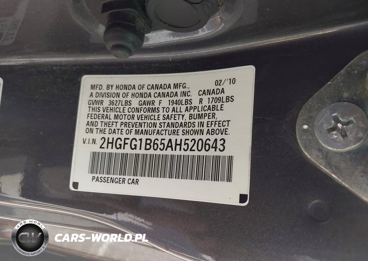 2010 Honda Civic Lx VIN:2HGFG1B65AH520643 - 9