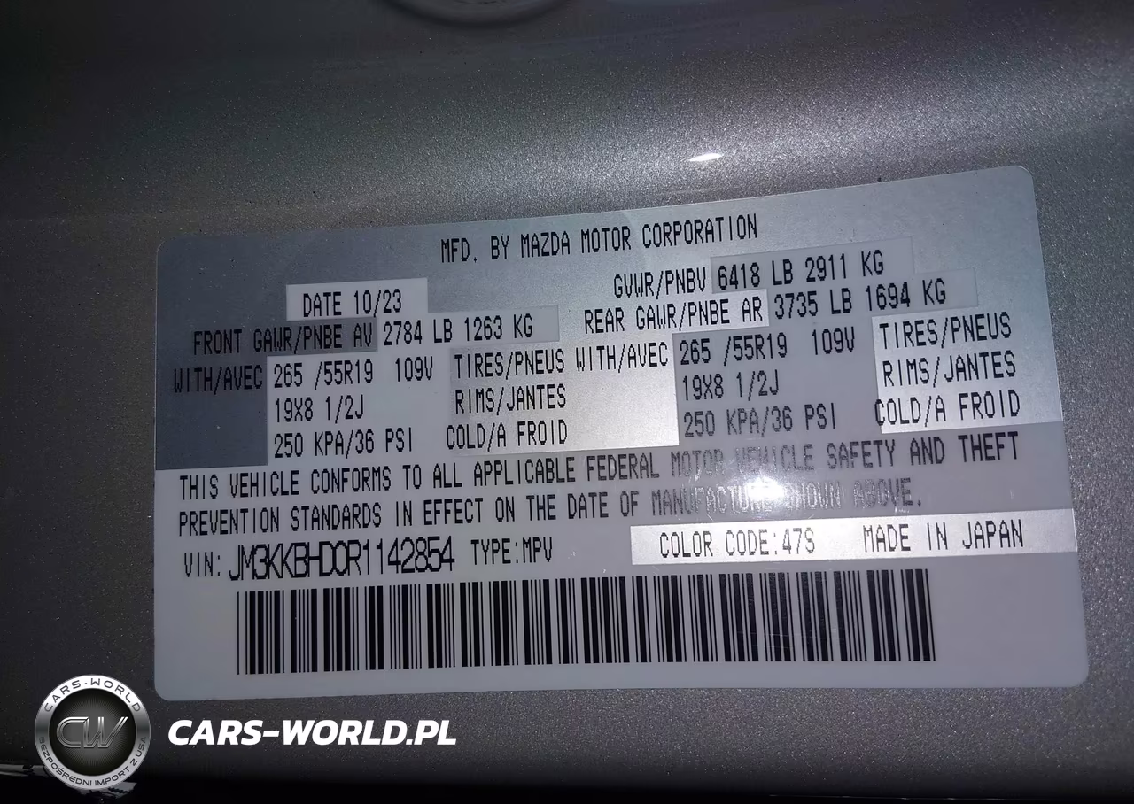 2024 Mazda Cx-90 3.3 Turbo Preferred VIN:JM3KKBHD0R1142854 - 9