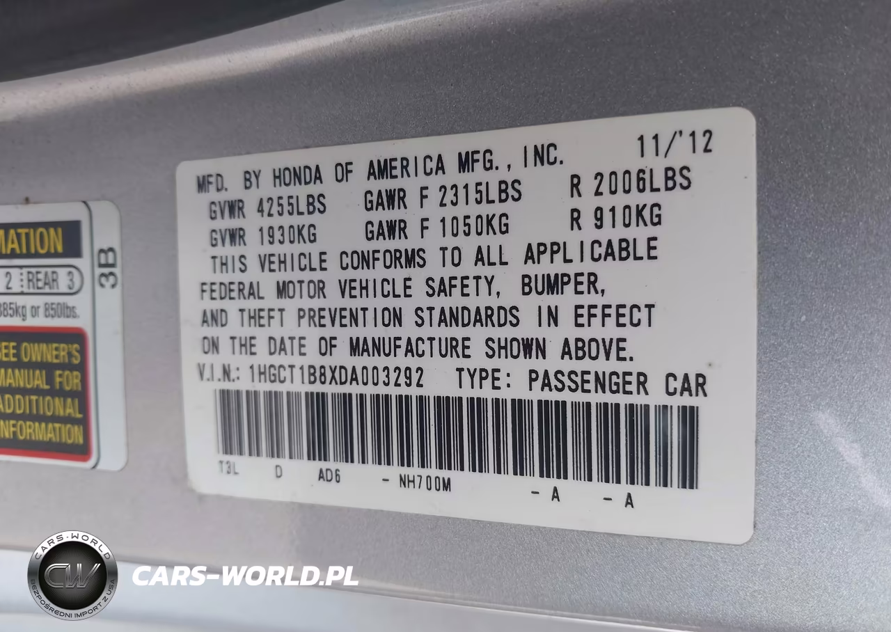 2013 Honda Accord Ex-L VIN:1HGCT1B8XDA003292 - 9