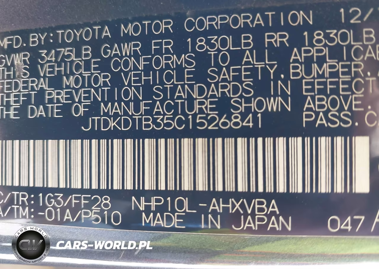 2012 Toyota Prius C Two VIN:JTDKDTB35C1526841 - 9