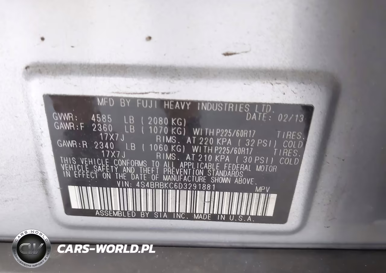 2013 Subaru Outback 2.5I Limited VIN:4S4BRBKC6D3291881 - 9