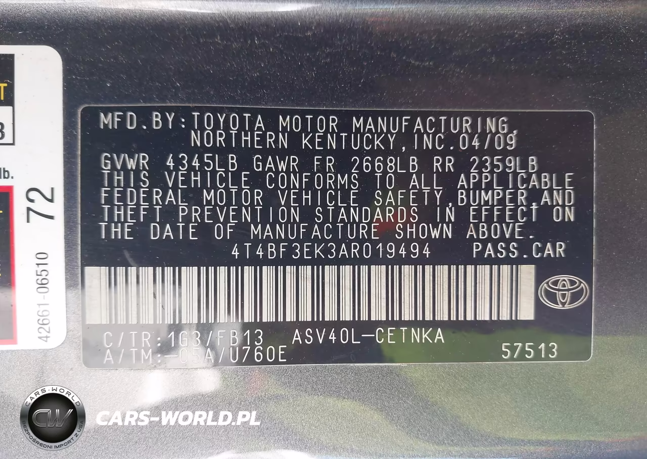2010 Toyota Camry Le VIN:4T4BF3EK3AR019494 - 9