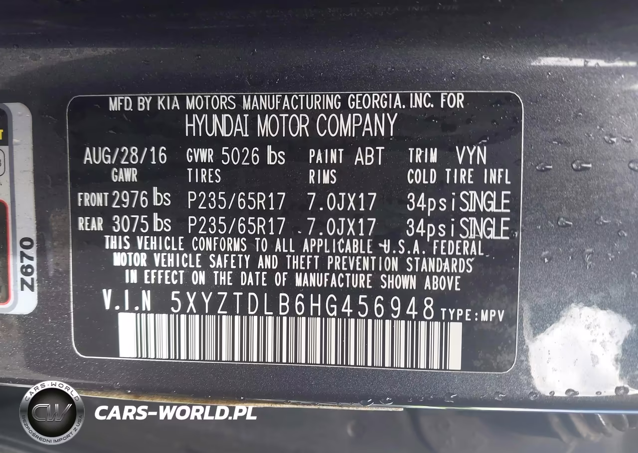 2017 Hyundai Santa Fe Sport 2.4L VIN:5XYZTDLB6HG456948 - 9