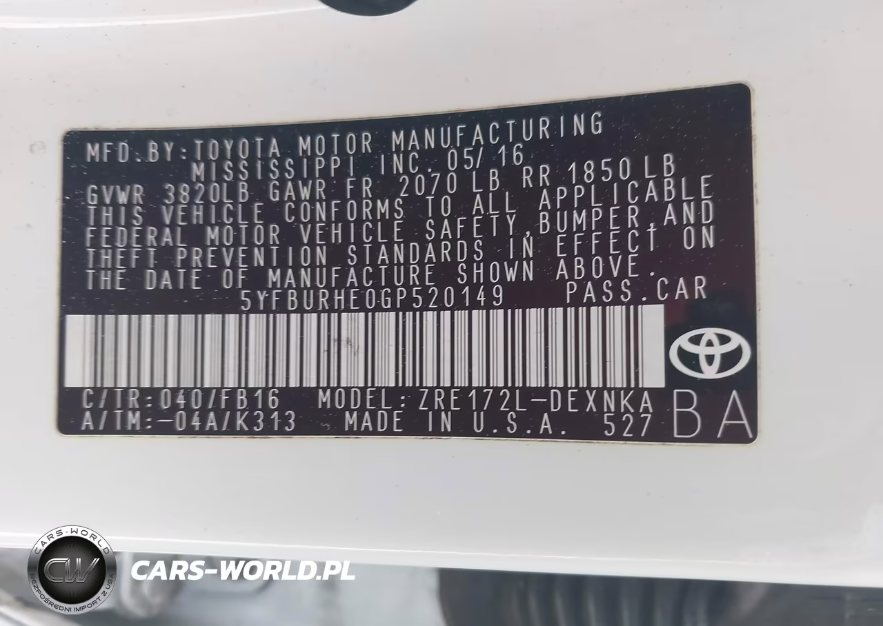 2016 Toyota Corolla Le VIN:5YFBURHE0GP520149 - 9