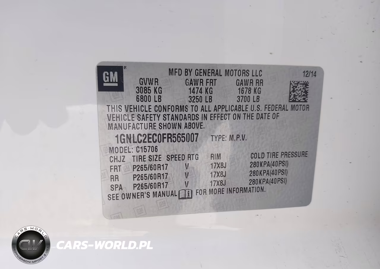 2015 Chevrolet Tahoe Commercial Fleet VIN:1GNLC2EC0FR565007 - 9
