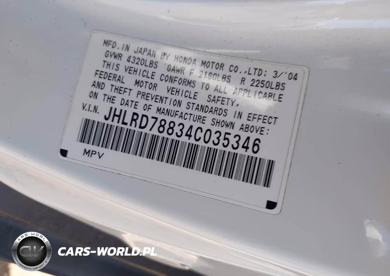 2004 Honda Cr-V Ex VIN:JHLRD78834C035346 - 9