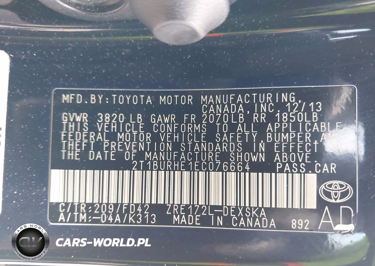 2014 Toyota Corolla S Plus VIN:2T1BURHE1EC076664 - 9