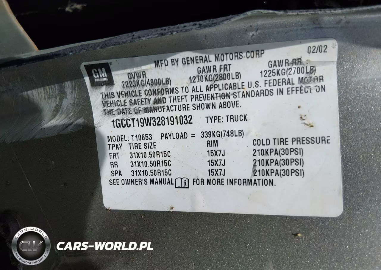 2002 Chevrolet S-10 Ls VIN:1GCCT19W328191032 - 9