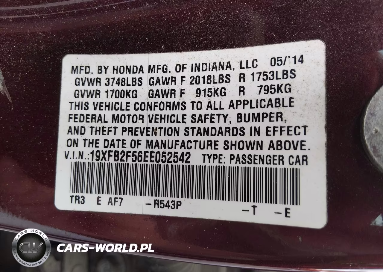 2014 Honda Civic Lx VIN:19XFB2F56EE052542 - 9