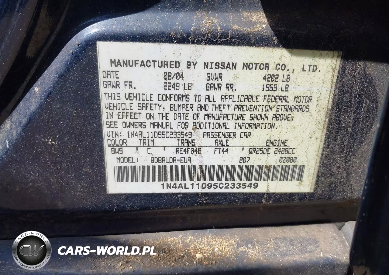 2005 Nissan Altima 2.5 S VIN:1N4AL11D95C233549 - 9