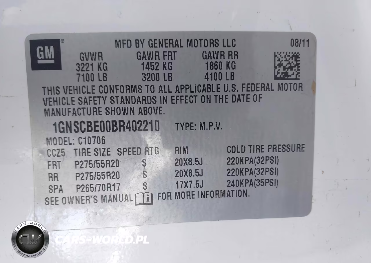 2011 Chevrolet Tahoe Lt VIN:1GNSCBE00BR402210 - 9