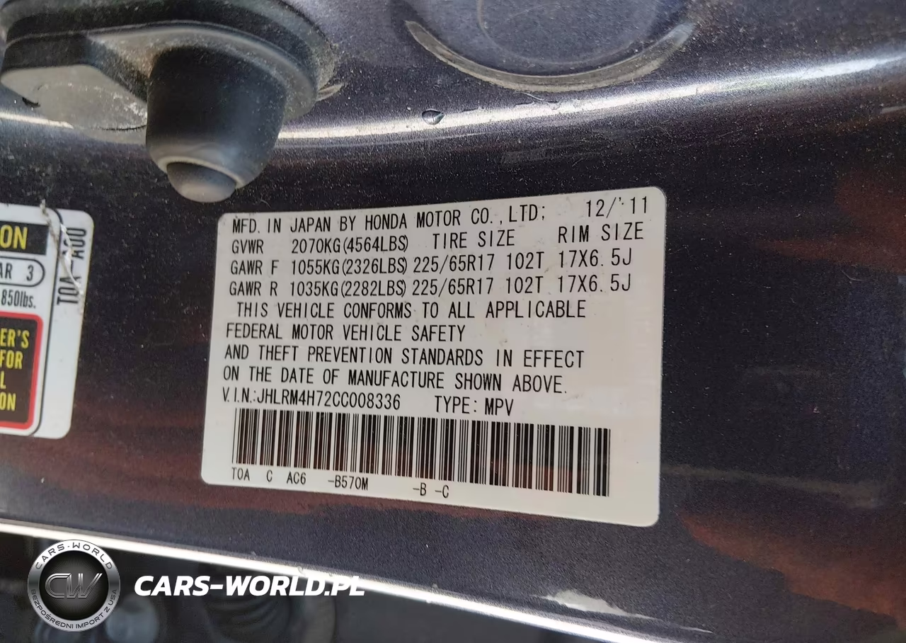2012 Honda Cr-V Ex-L VIN:JHLRM4H72CC008336 - 9