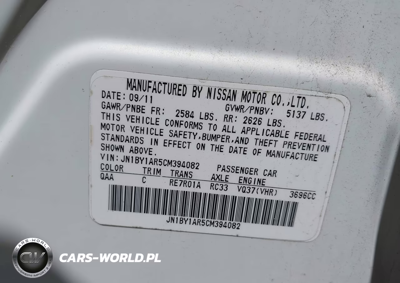 2012 Infiniti M37X VIN:JN1BY1AR5CM394082 - 9