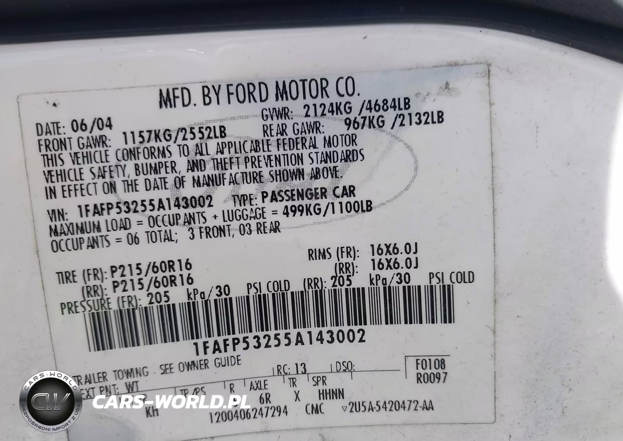 2005 Ford Taurus Se VIN:1FAFP53255A143002 - 9