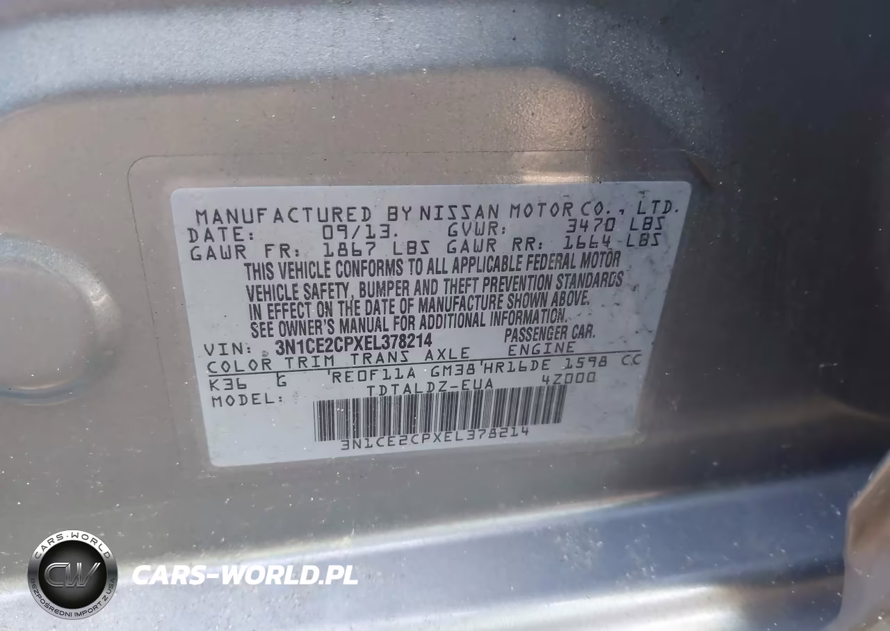 2014 Nissan Versa Note Sv VIN:3N1CE2CPXEL378214 - 9