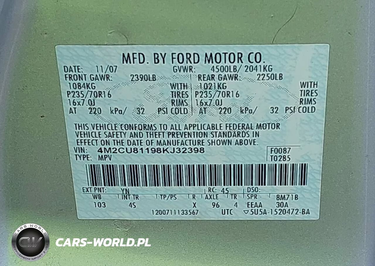 2008 Mercury Mariner V6 VIN:4M2CU81198KJ32398 - 9
