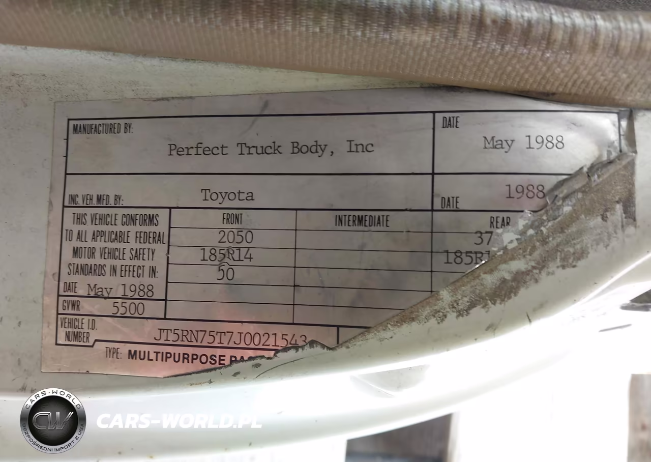 1988 Toyota Pickup Cab Chassis Rn75 VIN:JT5RN75T7J0021543 - 9