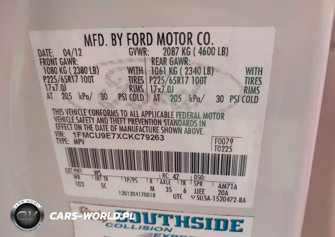 2012 Ford Escape Limited VIN:1FMCU9E7XCKC79263 - 9