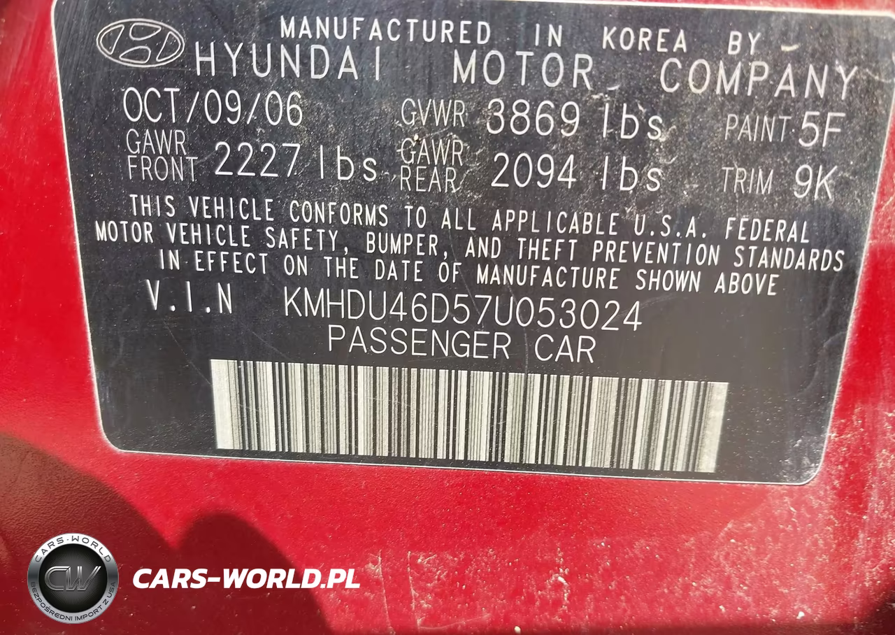 2007 Hyundai Elantra Gls-Limited-Se VIN:KMHDU46D57U053024 - 9